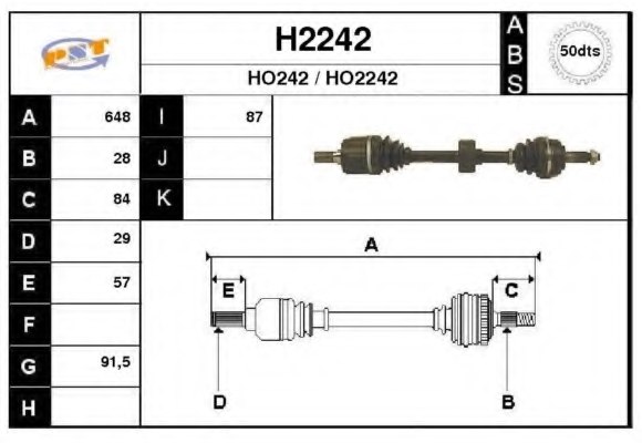 SNRA H2242 Drive Shaft